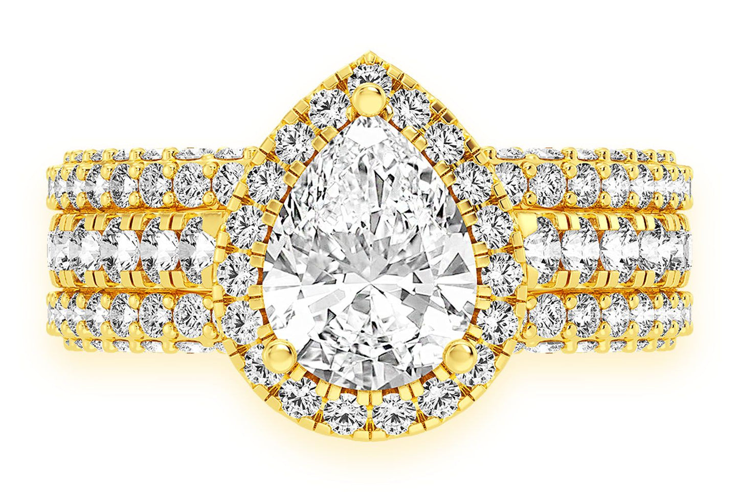 1.50CT PEAR SOLITAIRE - THREE ROW - DIAMOND ENGAGEMENT RING