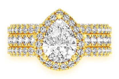 1.50CT PEAR SOLITAIRE - THREE ROW - DIAMOND ENGAGEMENT RING