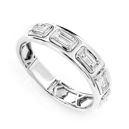FIVE STONE BAGUETTE BEZEL DIAMOND BAND RING 14K SOLID GOLD 0.35CTW