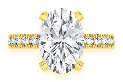 THINN - 3.00CT OVAL DIAMOND ENGAGEMENT RING 14K SOLID GOLD