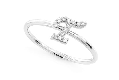 CURSIVE LETTER T DIAMOND RING 14K SOLID GOLD 0.05CTW