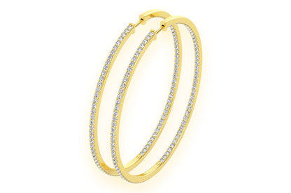 CERCEI MARI CU DIAMANTE, VERTICALE, AUR MASIV DE 14K, 5.00CT