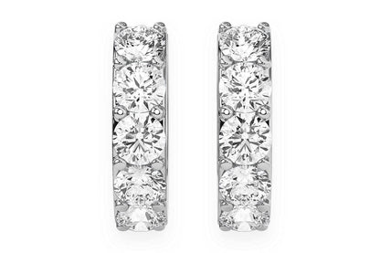 ONE ROW HOOP DIAMOND EARRINGS 14K SOLID GOLD 0.80CTW