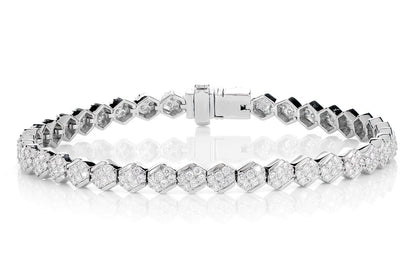 DIAGONAL HEXAGON DIAMOND LINK BRACELET 14K SOLID GOLD 2.20CTW