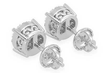 0.50CTW MOSAIC STUD DIAMOND EARRINGS 14K SOLID GOLD