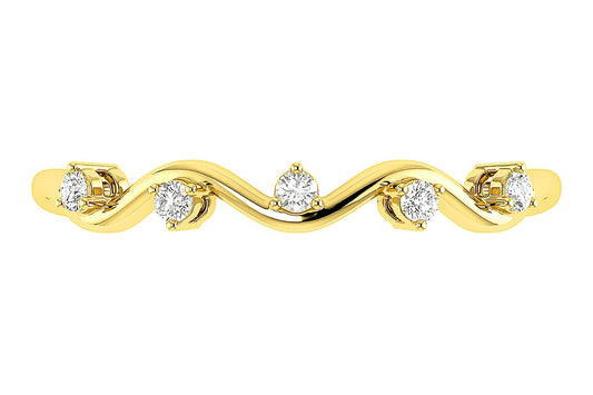 WAVY DIAMOND BAND RING 14K SOLID GOLD 0.06CTW