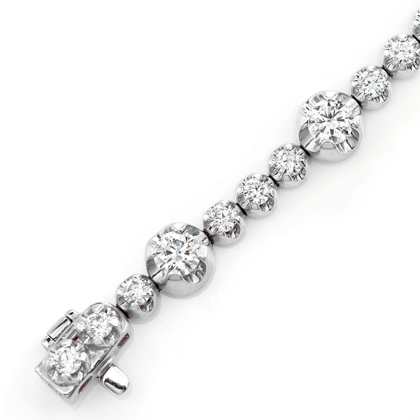 ELEVEN STATION CROWN SET DIAMOND TENNIS BRACELET 14K SOLID GOLD 3.70CTW