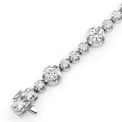 ELEVEN STATION CROWN SET DIAMOND TENNIS BRACELET 14K SOLID GOLD 3.70CTW
