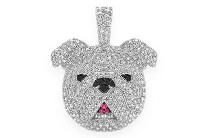 BULLDOG DIAMOND PENDANT 14K SOLID GOLD 1.55CTW