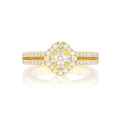0.50CTW DOUBLE HALO FLOWER SPLIT SHANK - DIAMOND ENGAGEMENT RING