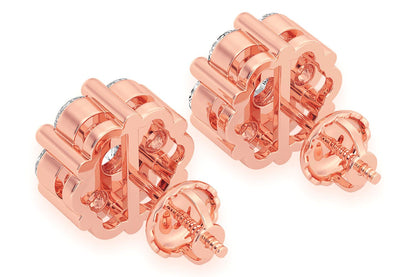 2.00CTW FLOWER STUD DIAMOND EARRINGS 14K SOLID GOLD