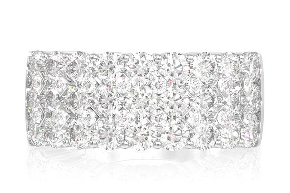 Inel cu 5 rânduri de diamante, aur masiv de 14k, 2,25 ct