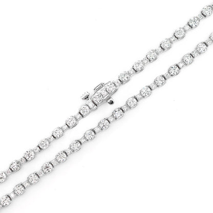 COLIER TENIS CU DIAMANTE ROTUNDE MIC ȘI MARE, AUR MASIV, 7.60 CT