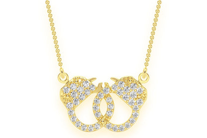 INFINITY HANDCUFFS DIAMOND NECKLACE CONNECTED 14K SOLID GOLD 0.15CTW