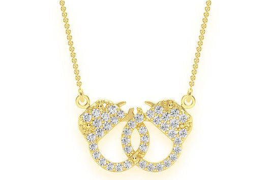 INFINITY HANDCUFFS DIAMOND NECKLACE CONNECTED 14K SOLID GOLD 0.15CTW