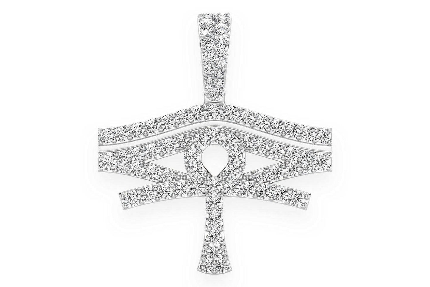 EYE OF RA DIAMOND PENDANT 14K SOLID GOLD 1.40CTW