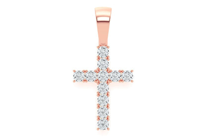 MIRACLE SET CROSS DIAMOND PENDANT 14K SOLID GOLD 0.15CTW