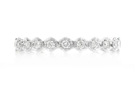 HEXAGON BEZEL DIAMOND BAND 14K SOLID GOLD 0.19CTW