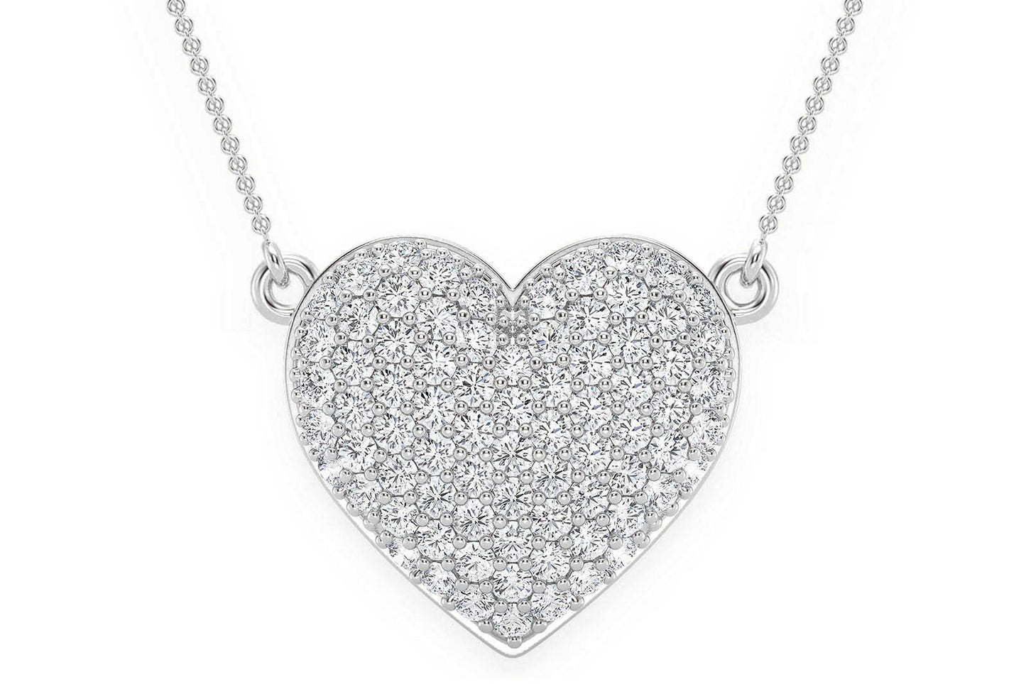 BUBBLY HEART DIAMOND NECKLACE CONNECTED 14K SOLID GOLD 0.60CTW