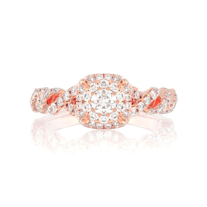 0.85CTW DOUBLE HALO CLAW TWIST DIAMOND ENGAGEMENT RING 14K SOLID GOLD