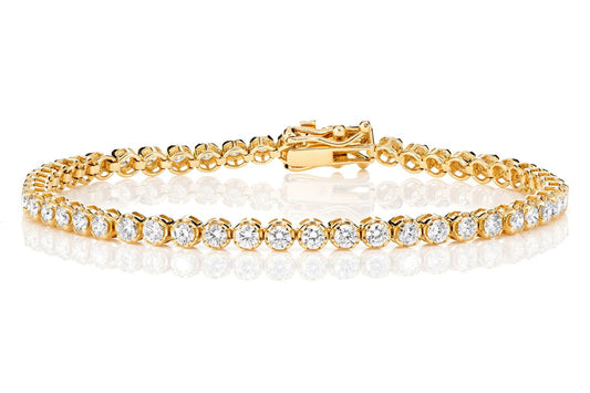 BRĂȚARĂ TENIS CU COROANĂ DE 6 PT, SET DIAMANTE, AUR MASIV DE 14K, 3.00 CT