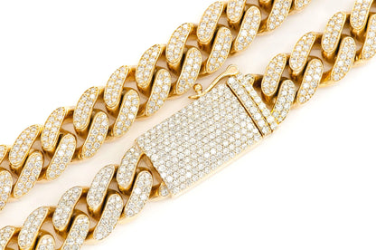 14MM MIAMI CUBAN LINK DIAMOND NECKLACE 14K SOLID GOLD 24.00CTW