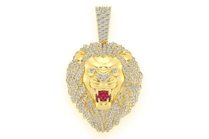 ROARING LION DIAMOND PENDANT 14K SOLID GOLD 3.20CTW