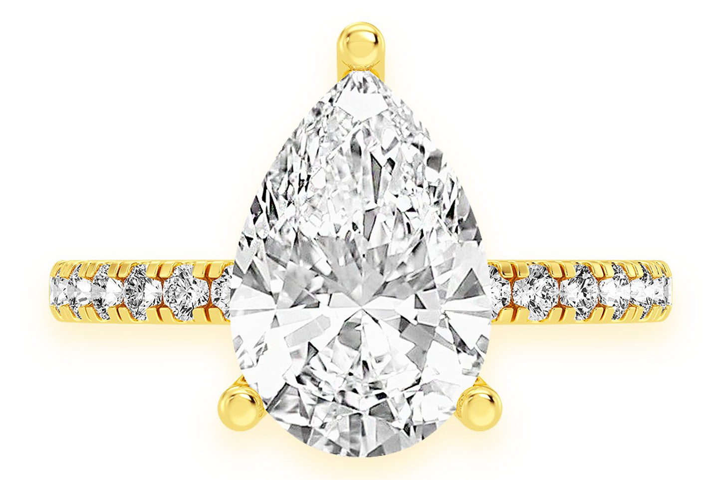 3.00CT PEAR SOLITAIRE - ONE ROW UNDER HALO - DIAMOND ENGAGEMENT RING