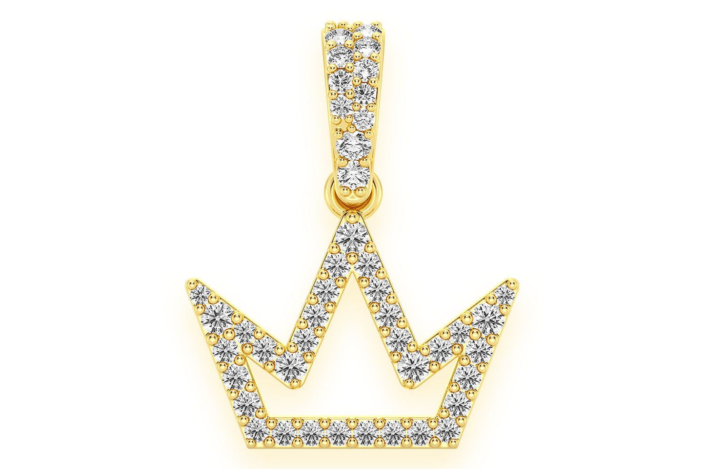 OPEN SILHOUETTE CROWN DIAMOND PENDANT 14K SOLID GOLD 0.25CTW