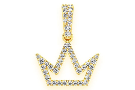 OPEN SILHOUETTE CROWN DIAMOND PENDANT 14K SOLID GOLD 0.25CTW