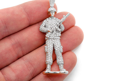 TOY SOLDIER DIAMOND PENDANT 14K SOLID GOLD 4.50CTW
