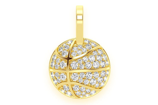 BASKETBALL DIAMOND PENDANT 14K SOLID GOLD 0.40CTW