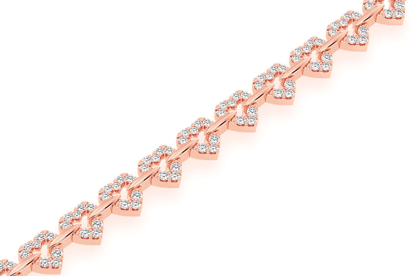 HEART SHAPE DIAMOND BRACELET 14K SOLID GOLD 2.35CTW