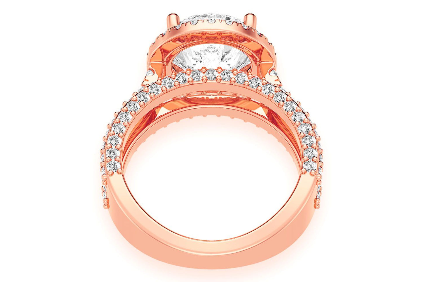 TRIPP - 3.00CT ROUND SOLITAIRE - THREE ROW - DIAMOND ENGAGEMENT RING