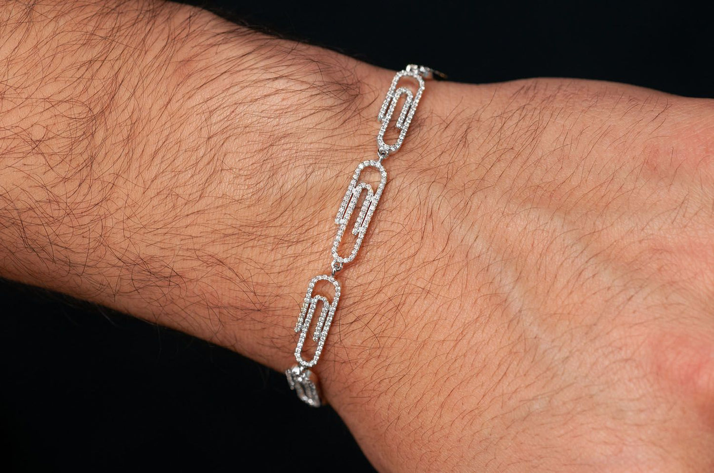 PAPER CLIP ETERNITY DIAMOND BRACELET 14K SOLID GOLD 1.85CTW