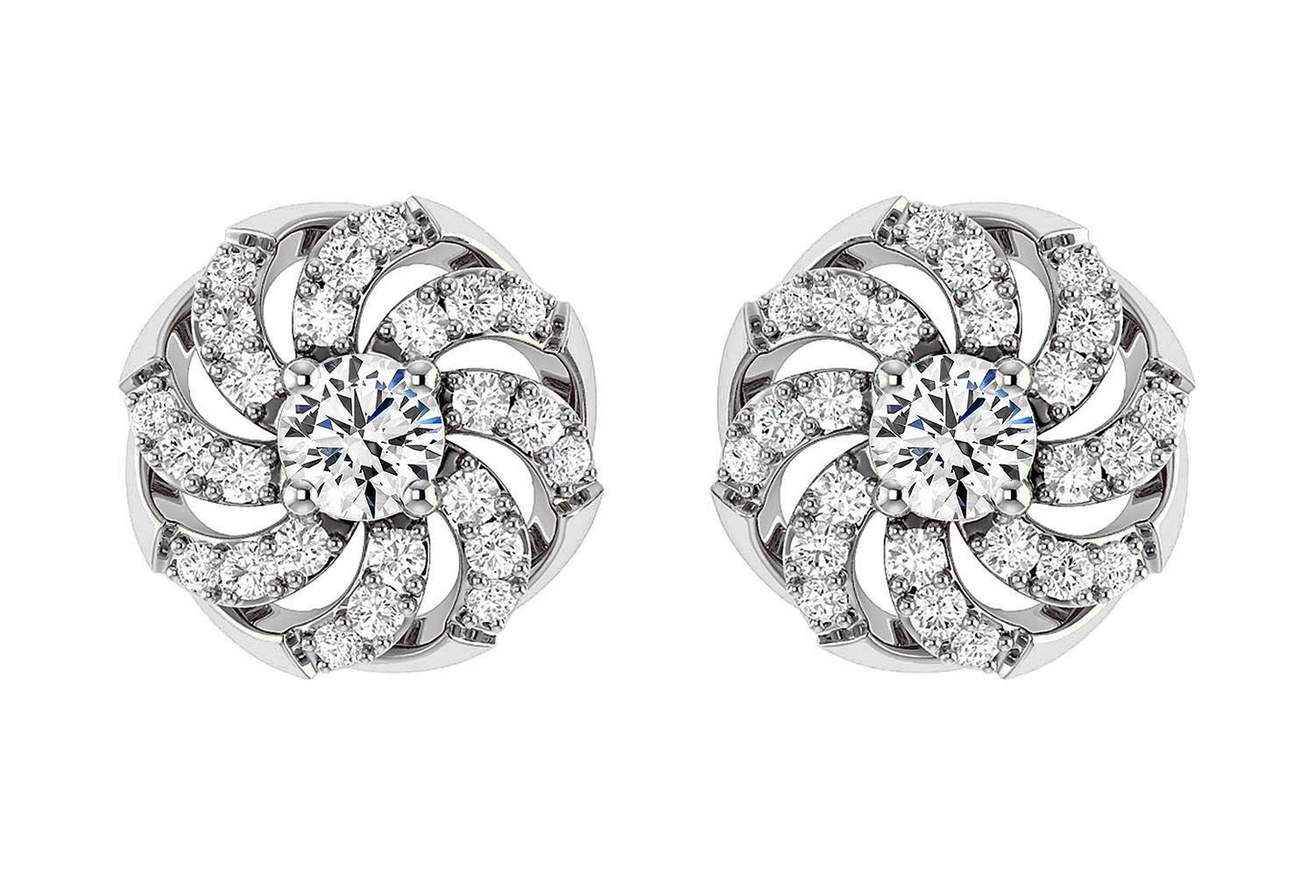 SPIRAL DOME DIAMOND STUD EARRINGS 14K SOLID GOLD 0.25CTW
