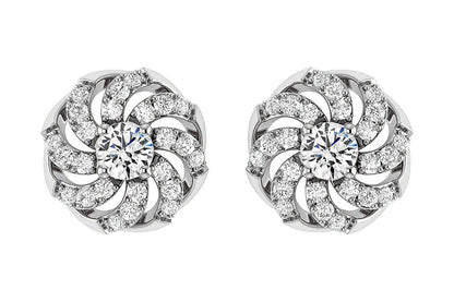 SPIRAL DOME DIAMOND STUD EARRINGS 14K SOLID GOLD 0.25CTW