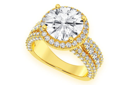 TRIPP - 3.00CT ROUND SOLITAIRE - THREE ROW - DIAMOND ENGAGEMENT RING