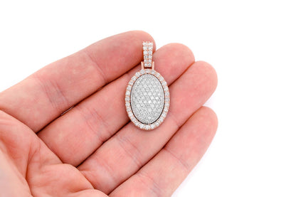OVAL PILLOW DOUBLE LAYER DIAMOND PENDANT 14K SOLID GOLD 2.50CTW