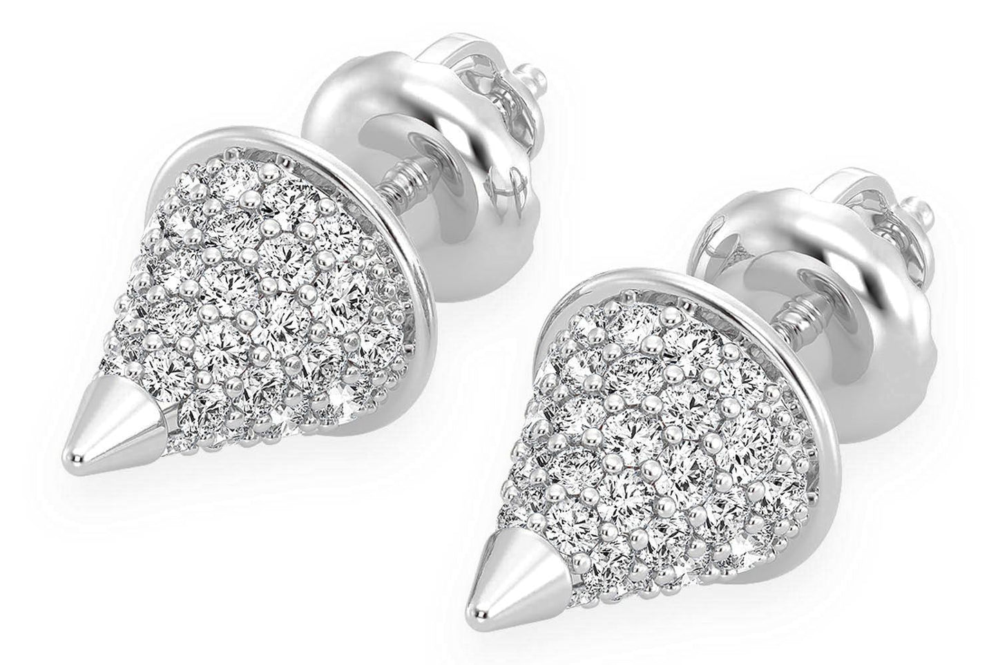 BULLET POINT DIAMOND EARRINGS 14K SOLID GOLD 0.70CTW