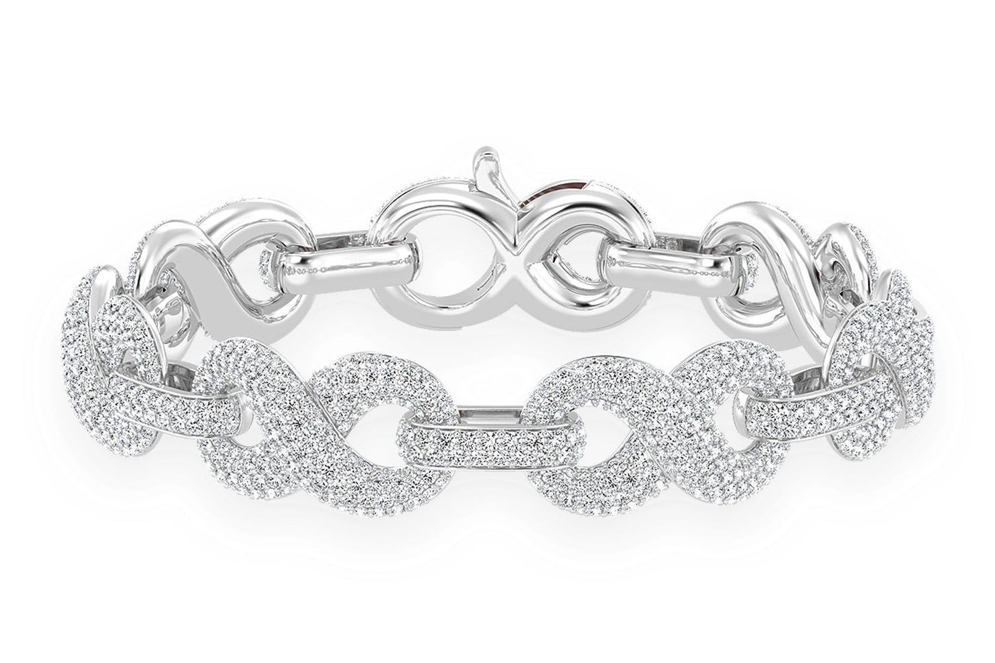 INFINITY LINK DIAMOND BRACELET 14K SOLID GOLD 9.00CTW