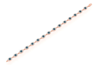 EVIL EYE ETERNITY DIAMOND BRACELET 14K SOLID GOLD 2.45CTW