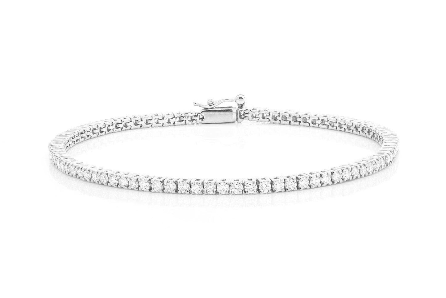 2PT PRONG SET DIAMOND TENNIS BRACELET 14K SOLID GOLD 2.00CTW