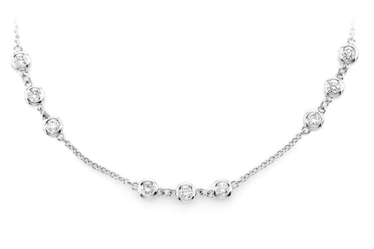 THREE STONE BEZEL SET DIAMOND NECKLACE 14K SOLID GOLD 2.00CTW