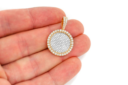 CIRCLE MEDALLION DIAMOND PENDANT 14K SOLID GOLD 2.00CTW