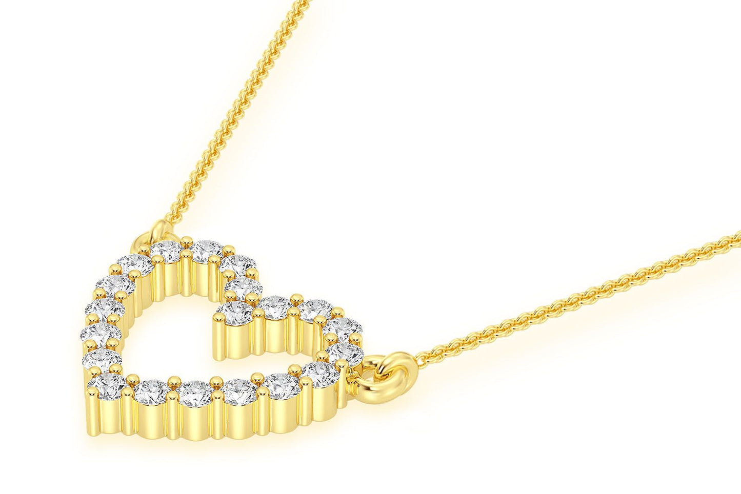 PANDANT CU INIMĂ ȘI DIAMANT, AUR MASIV DE 14K, 0.15CT