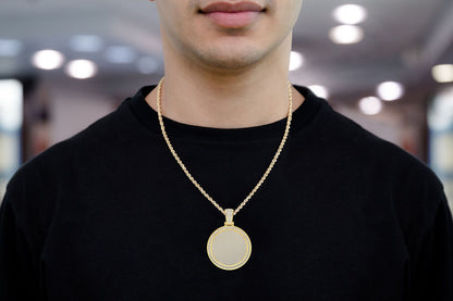 ROUND MEDALLION DIAMOND PENDANT 14K SOLID GOLD 5.00CTW