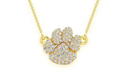 DOG PAW DIAMOND NECKLACE CONNECTED 14K SOLID GOLD 0.35CTW