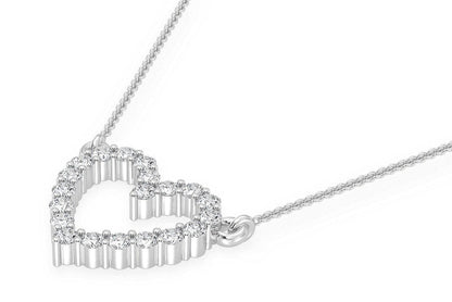 PANDANT CU INIMĂ ȘI DIAMANT, AUR MASIV DE 14K, 0.15CT