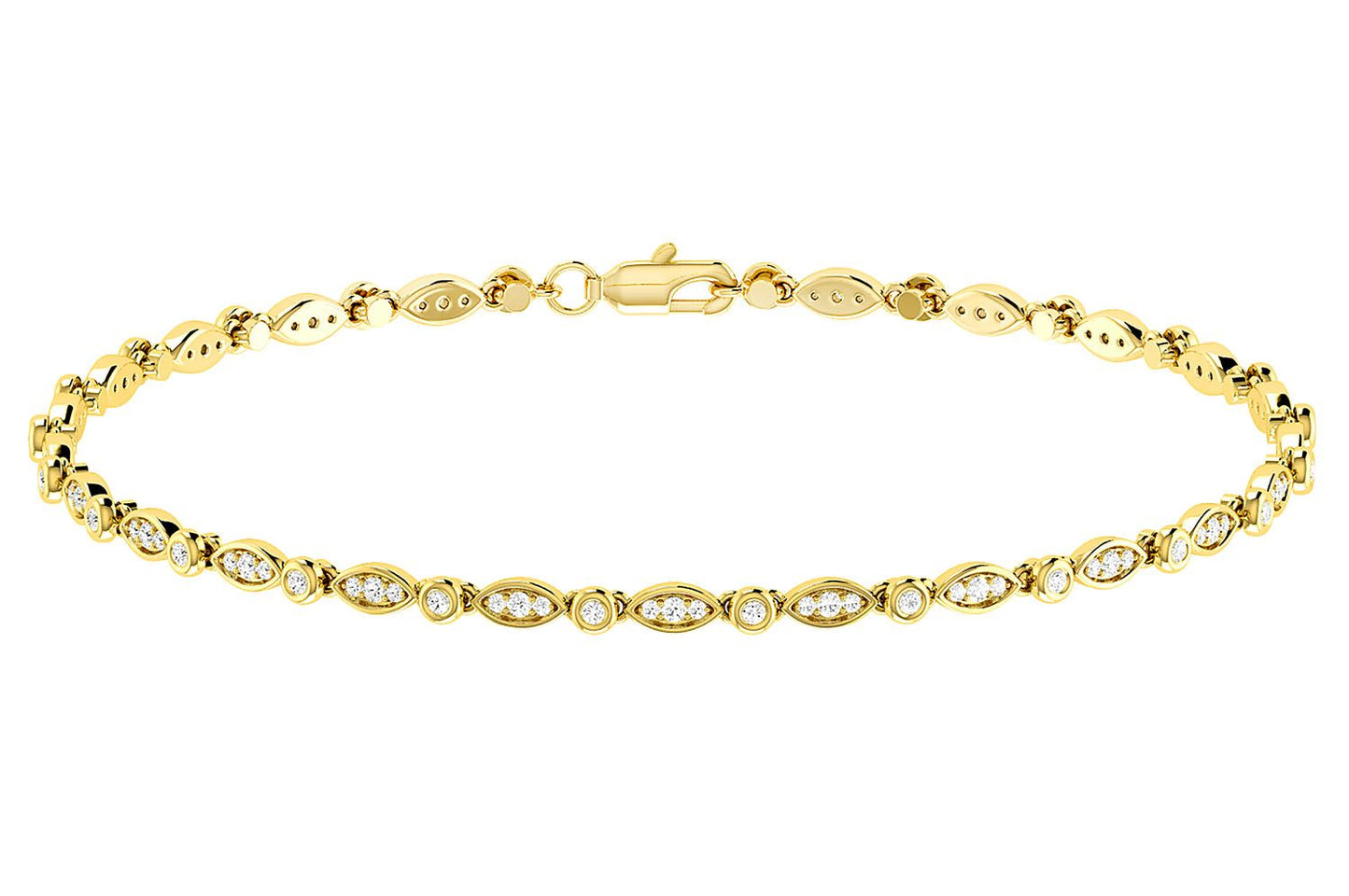 GEOMETRIC BEZEL SET LINK DIAMOND BRACELET 14K SOLID GOLD 0.50CTW
